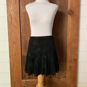 NASTY GAL Black Green Sparkly Mini Skirt S Y2K
